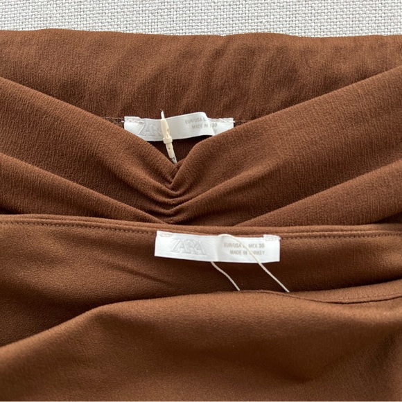ZARA 2-Piece Brown Asymmetrical Top Ruched Skirt Set - Picture 16 of 16